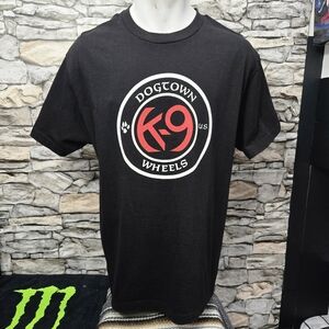 Black K9 Wheels Dogtown skateboarding Large Retro tee